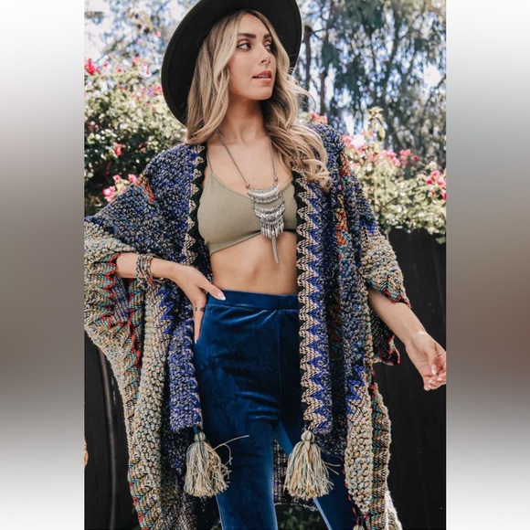 ShopEvelynne Sweaters - Colorful Crochet Patterned Ruana